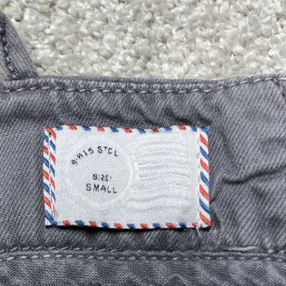 Anthropologie Equinox Postmark Jumpsuit Womens Small Apron Gray Overalls Linen - Picture 3 of 14